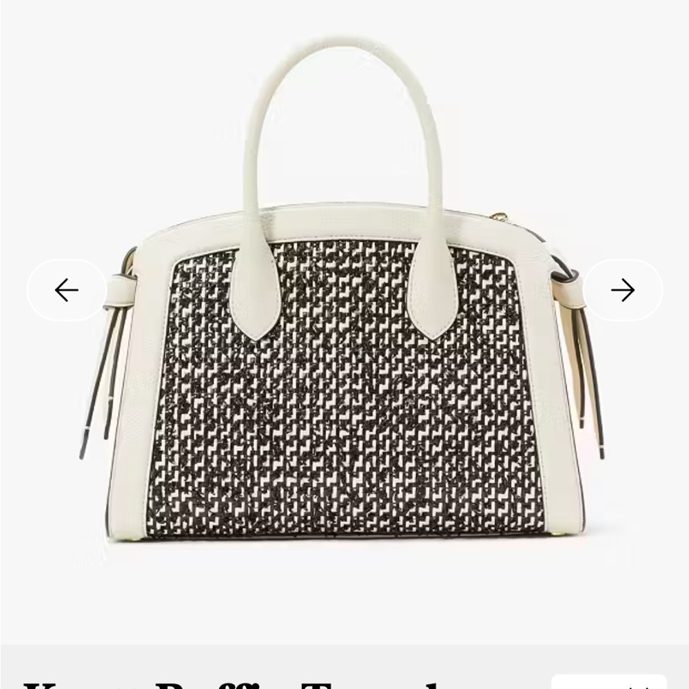 ♠️ KATE SPADE || Knott Raffia Tweed Medium Zip-top Satchel+dustbag, parchment - Picture 15 of 16